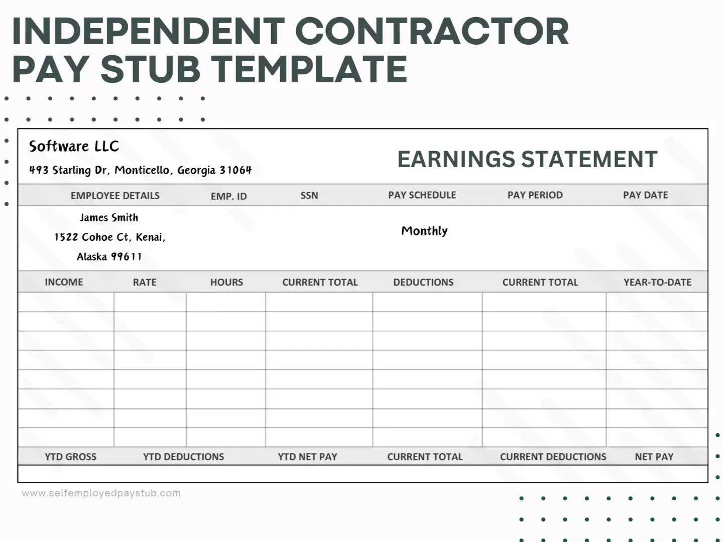 Independent Contractor Pay Stub